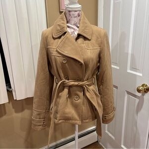 Maralyn & Me Camel Double-Breasted Trench Coat
